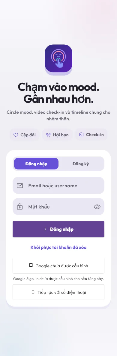 TapMood authentication mobile interface