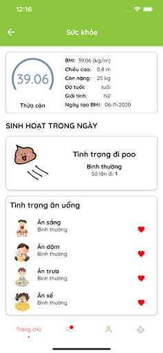VNCaps student health and daily activity screen